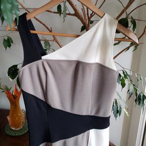 MAGGY LONDON - Size 4 - Cream/Taupe Bodycon - Comfortable Office/Evening staple